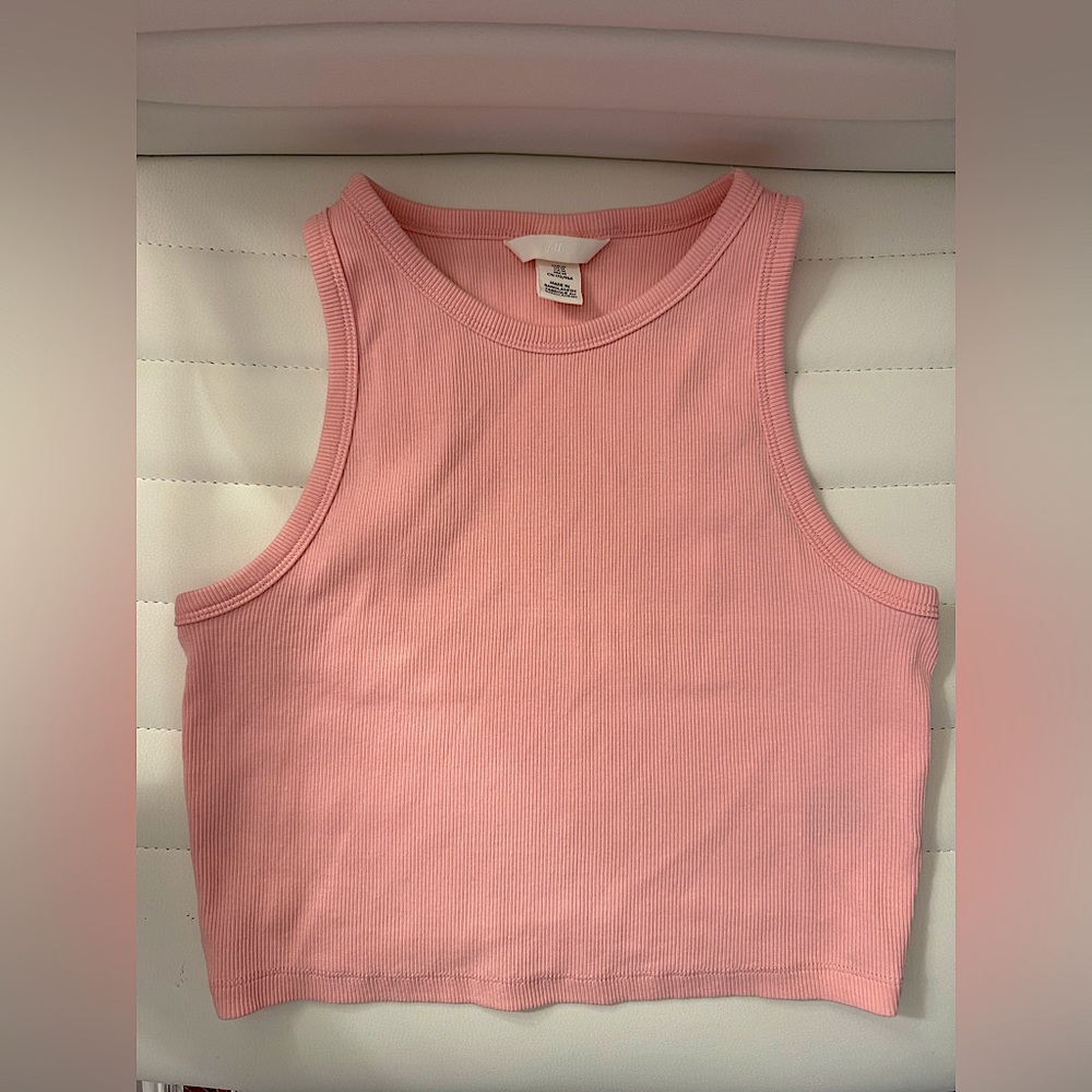 H&M Pink Sleeveless Ribbed Crop Top size medium